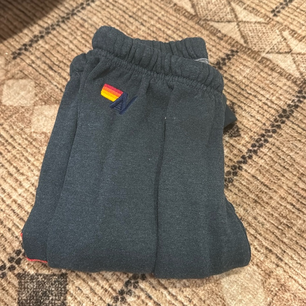 Aviator Nation black sweatpants with red hearts ❤️